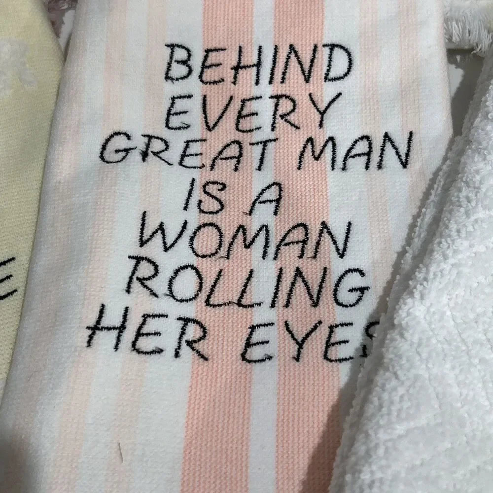 7 Funny Embroidered Kitchen Dish Tea Towels Women's Theme Terry Cloth